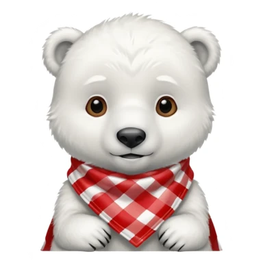 baby polar bear wearing a red and white checkered Neckerchief sticker