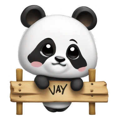 A panda with YAY written on a sign  sticker
