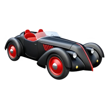  the animated series Harley Quinn aerodynamic futuristic Batmobile loosely based on 1936 cord 812 (flat long straight faceted mechanical body) stealthy town hot rod sand buggy  sticker