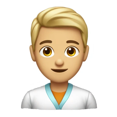 joven sin ojos sin nariz son cejas sin boca con bata de laboratorio sticker