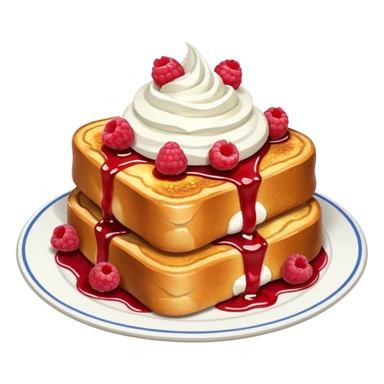 Raspberry and whip cream French toast on plate  sticker