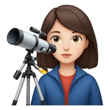 brunette person stargazing with a telescope sticker