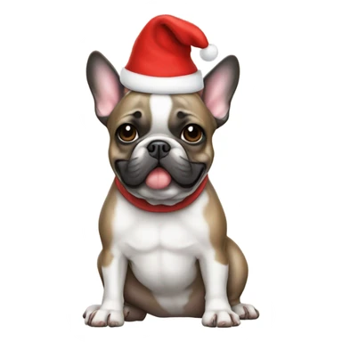 French Bulldog with a Santa hat sticker