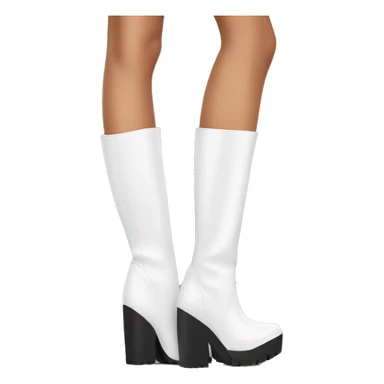 white knee high chunky heel boots sticker