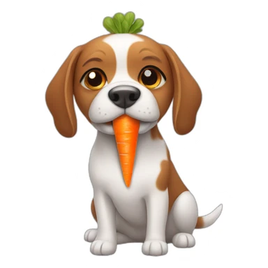 dog with carrot sticker