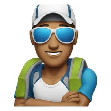 white salomon trail runner man wearing a cap and a pair of sunglasses and running happily sticker