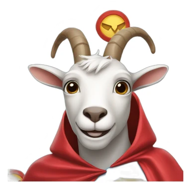 a goat with a superhero cape sticker