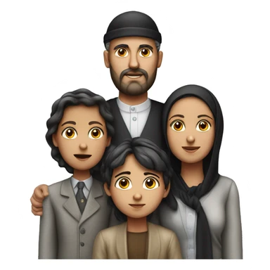 mom, dad, son and daughter of orthodox jews photorealistic serious sticker