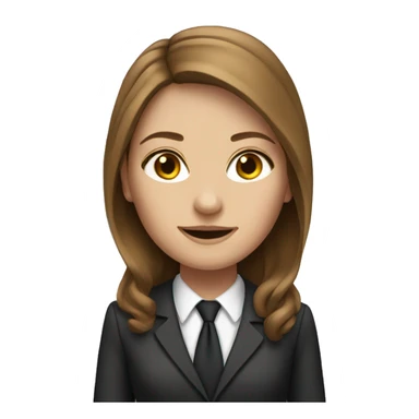white woman with brown long hair with lawyer clothes  sticker