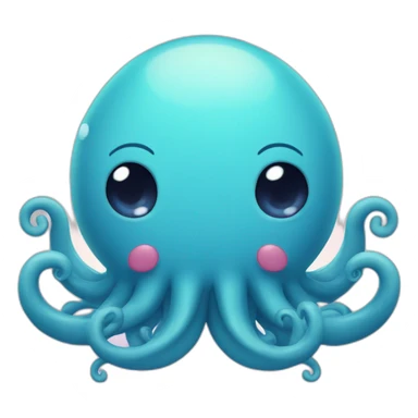 cute blue kraken with adorable face with huge hearts sticker