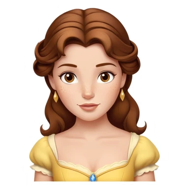 Disney Princess Belle from Beauty and the Beast with brown hair and face with freckles sticker