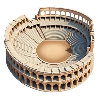 Cinematic Realistic Pula Arena Landmark Emoji, showcasing the ancient Roman amphitheater rendered with detailed weathered stone textures and dramatic lighting. sticker