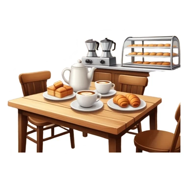 cozy cafe interior with coffee cups and pastries sticker