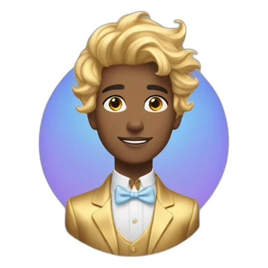Posh-boy-with-golden-suit-and-blue-eyes-and-rainbow-unicorn-hair sticker