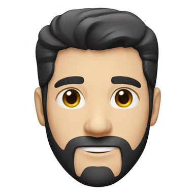White man in black v-neck shirt with straight black hair with a slight grey streak and a short black beard that is slightly greying sticker