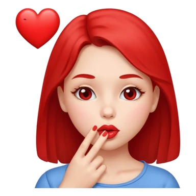 Emoji, girl's face blowing a kiss, puckered lips, small heart sticker