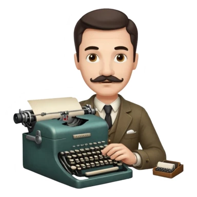 moustache man with vintage typewriter sticker