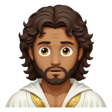 Cinematic Realistic Hercules Portrait, depicted as a classical Greek hero inspired by the Disney version yet echoing the refined proportions and serene dignity of Michelangelo's David. His idealized, sun-kissed bronze skin glows with timeless strength, and his thick, wavy dark hair falls in natural, sculpted curls. Draped in a flowing white robe with delicate golden accents, his expressive eyes radiate determined nobility, all rendered under dynamic natural lighting with a mythic, radiant glow. sticker