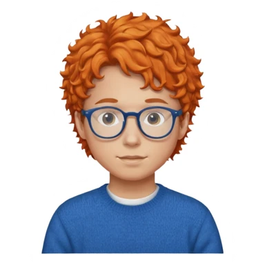 teen nerd orange hair boy curly orange hair wearing white shirt inside a sweater with glasses  sticker