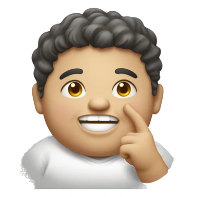  of a fat kid who waves/smiles and then stares with a disgusted look sticker