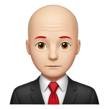 bald with red necktie, white sticker