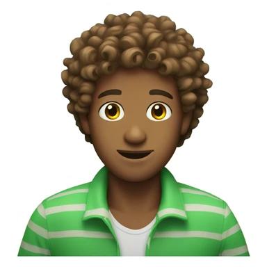 Brown curly head guy with green eyes in the beach sticker