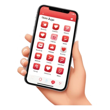 smartphone displaying a Tinder-like dating app interface, but with interior design rooms instead of people profiles, with like and dislike buttons sticker