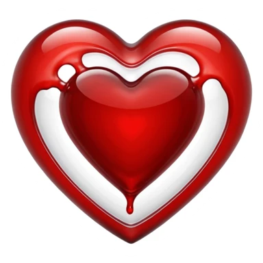 ultra-clear glass heart filled with red blood liquid, highly glossy, transparent sticker