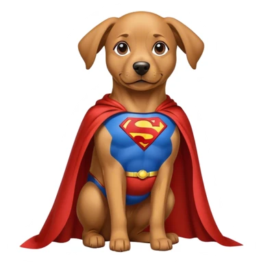 Dog wearing a Superman cape sticker