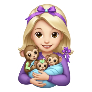 woman holding baby monkeys with ribbons and crystals sticker