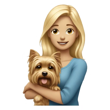 Blonde girl with blue eyes and  gold yorkshire terrier sticker