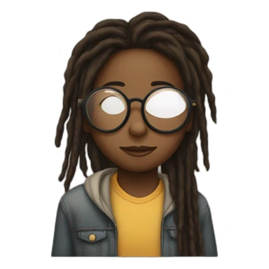 Black boy with dreads covering face kissing brown girl with glasses sticker