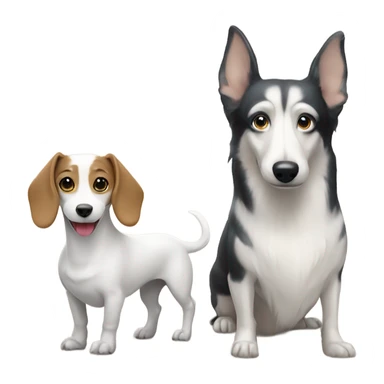 White dachshund next to a husky  sticker
