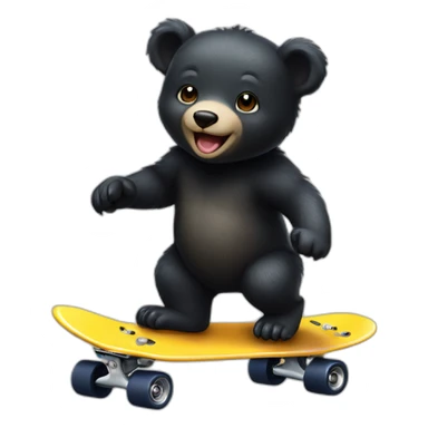 baby formosan black bear riding skateboard sticker