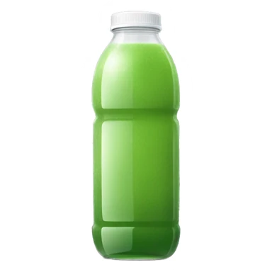 aesthetic green juice in tall clear full plastic drink bottle with white lid realistic soft textures sticker