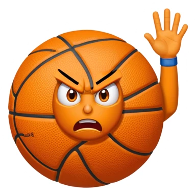 angry basketball with hands upp where it says 6 on the left hand and on the other one where it says 7 on the right hand sticker