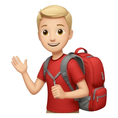 Tourist Character in Red Shirt Moving with purpose through the terminal. sticker