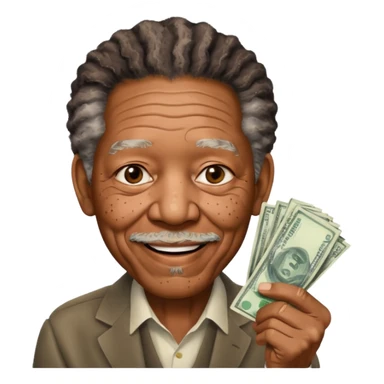 morgan freeman holding money sticker
