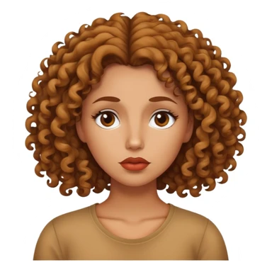 Una mujer trigeña, crespa, con labios gruesos y el cabello suelto, pensando  sticker