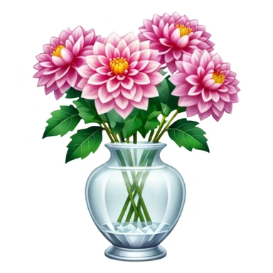 Light dahlia bouquet in crystal vase sticker
