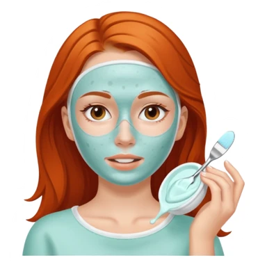 White girl with freackles doing skincare mask sticker