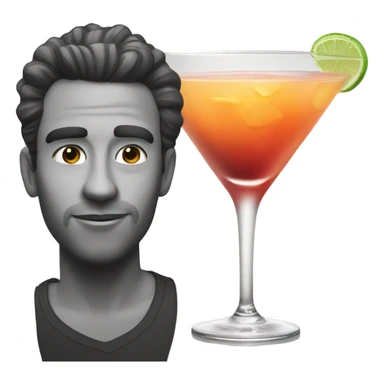 monochrome portrait of me with a cocktail sticker