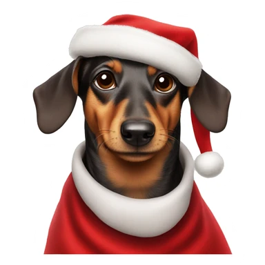 A sausage dog wearing a santa hat and red fuzzy cape sticker