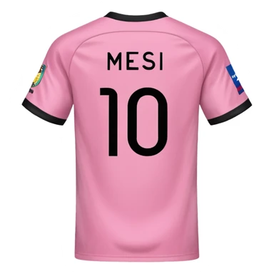 create an emoji of a pink football shirt that has MESSI 10 written on the back of it - the writing should be black sticker