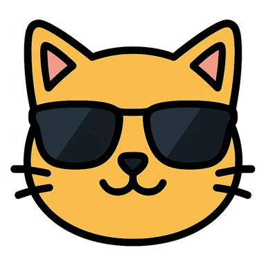 cat wearing sunglasses color icon sticker