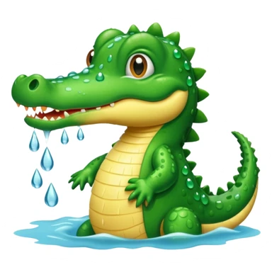 baby crocodile is showing under the shower  sticker