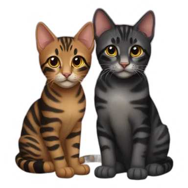 two-cats-bengal-and-cat-black-kitten-together sticker