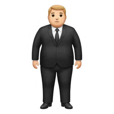 photorealistic full-length fat official in a black suit sticker