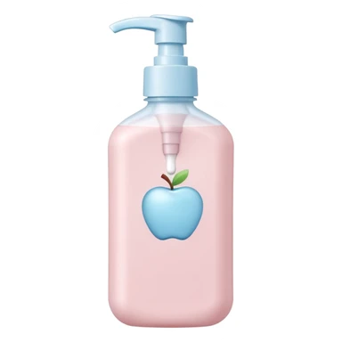 soft plastic bottle with rounded edges and a flip-top or pump cap, filled with creamy white lotion, gentle ergonomic shape, pastel-toned white pale blue or soft pink, no label, no baby, no extras, closed bottle, apple emoji style, soft lighting, subtle shadows, transparent background, emoji scale sticker