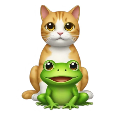 Cat and frog sticker